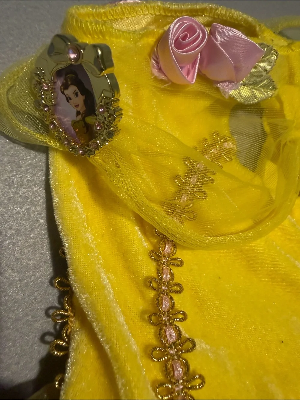 Disney Yellow Tulle Princess Costume with Pink Accents